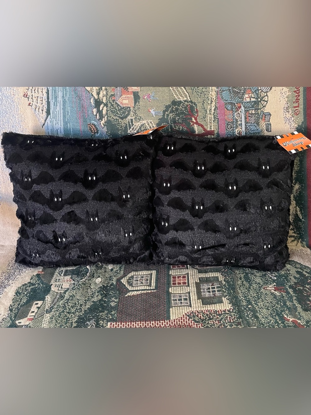 & Other Stories Black Halloween Bat Accent Pillow Pair